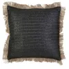 Image de Coussin à franges en raphia 40 cm noir