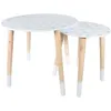 Image de The Home Deco Factory - Tables gigognes en MDF blanc et bois motif fleurs