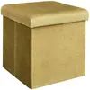 Image de The Home Deco Factory - Pouf coffre de rangement velours côtelé Giullia moutarde