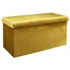 Image de The Home Deco Factory - Coffre banc pliable design velours Giulia - Jaune moutarde - Giulia
