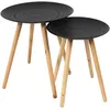 Image de The Home Deco Factory - Tables gigognes rondes Relief (Lot de 2) noir