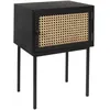 Image de The Home Deco Factory - Chevet en bois 1 porte cannage noir et naturel