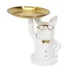 Image de The Home Deco Factory - Vide poche déco bouledogue serveur blanc et doré