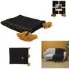 Image de Jeté de canapé noir surpiqué avec pompons 130x150cm