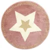 Image de Tapis Rond Enfant "Étoile Métallisée" 80cm Rose