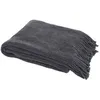 Image de Plaid chenille en polyester avec franges 120 x 150 cm gris