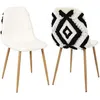 Image de The Home Deco Factory - Chaise pieds imitation bois assise en tissu Lagos (Lot de 2)