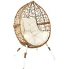 Image de The Home Deco Factory - Fauteuil oeuf en résine tressée coussin en tissu beige Longueur 100 cm