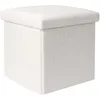 Image de The Home Deco Factory - Pouf coffre pliable en bouclette blanc