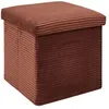 Image de Pouf Coffre Pliable Côtelé "Scott" 38cm Terracotta