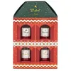 Image de Coffret 4 Bougies Parfumées Maison "Noël" 18cm Rouge