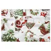 Image de Tissu Noël traineau aspect lin vendu au mètre(...) - Ecru