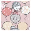Image de Tissu coton enfant ballon et petite fille vendu au mètre(...) - Rose