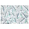 Image de Tissu coton feuilles vendu au mètre(...) - darwin bleu