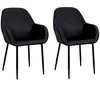 Image de Toilinux - Lot de 2 Fauteuils de table Giulia effet velours - Noir - Giulia