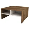 Image de Toilinux - Table basse carrée avec niches de rangement - L.80cm - Blanc et Marron - Otello