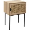 Image de Toilinux - Table de chevet en cannage 1 porte en Bois et métal - Marron