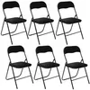 Image de Toilinux - Lot de 6 Chaises pliantes effet velours - Noir