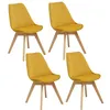 Image de Toilinux - Lot de 4 Chaises effet velours Baya - Ocre - Baya