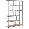 Image de Toilinux - Bibliothèque en MDF et métal avec 6 niches de rangement - Noir et Beige - Sireine
