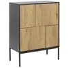 Image de Toilinux - Buffet 4 portes en MDF et Métal - Noir et Marron - Sireine