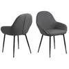 Image de Toilinux - Lot de 2 Chaises de salle à manger avec accoudoirs - Noir et Gris - Candice