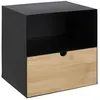 Image de Toilinux - Table de chevet à suspendre en bambou et métal 1 tiroir - Noir et Beige - Juliette