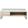 Image de Toilinux - Table basse en verre et MDF avec plateaux relevable - Beige - Azéla