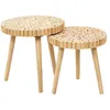 Image de Toilinux - Duo de tables gigognes en MDF effet rondins de bois - Diam 40 cm x H. 40 cm et Diam. 35 cm x H. 35 cm