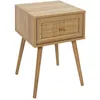 Image de Toilinux - Table de chevet Bali avec 1 tiroir en rotin et panneaux de particules - Beige - BALI