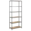 Image de Toilinux - Grande Bibliothèque droite 5 niveaux en MDF et Métal - Noir et Beige - Sireine