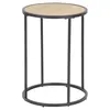 Image de Toilinux - Table d'appoint ou bout de canapé rond en MDF et métal diam.40cm - Beige et Noir - Sireine