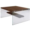 Image de Toilinux - Table basse carrée 1 étagère en bois de pin et sa structure en verre - Marron