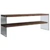 Image de Toilinux - Meuble TV en bois de pin massif et structure en verre 1 étagère - L.120cm x H.45cm - Marron foncé