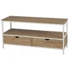 Image de Toilinux - Meuble TV Casa Blanca en Panneaux de particules et Métal 2 tiroirs - L.120 cm x H.57 cm - Beige et Blanc - Casa Blanca