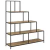 Image de Toilinux - Bibliothèque escalier sur 4 niveaux en Métal et Mélamine - H.135 cm - Noir et Beige - Sireine
