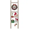 Image de Atmosphera - Pancarte échelle Joyeux Noël en bois avec Père Noël et couronne - H 65 cm