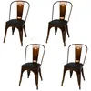 Image de Urban Living - Lot de 4 chaises vintage Liv H84 cm - Doré et noir - LIV