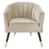Image de Leitmotiv - Fauteuil 1 place en polyester effet velours - Beige