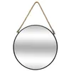 Image de Toilinux - Miroir en métal suspendu avec corde - Diamètre 55 cm - Noir - EDEN