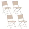 Image de Toilinux - Lot de 4 chaises de jardin pliables MODULA - Lin et Argile - MODULA