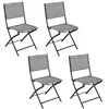 Image de Toilinux - Lot de 4 chaises de jardin pliables MODULA - Galet et Graphite - MODULA