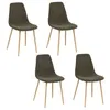 Image de Toilinux - Lot de 4 chaises scandinaves en velours côtelé ROKA - Kaki - ROKA