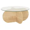 Image de Toilinux - Table basse ronde Luminix en verre et bois - Beige - Luminix