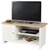 Image de Urban Living - Meuble TV avec 1 porte et 2 niches de rangement en bois HANOI - Blanc - HANOI