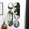 Image de The Home Deco Factory - Lot de 4 miroirs ronds et ovales - Noir