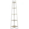 Image de The Home Deco Factory - Etagère d'angle 5 niveaux en bois et métal EDISON - Blanc et marron