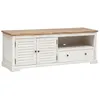 Image de Atmosphera - Meuble TV 2 portes et 1 tiroir en bois OLBIA - Blanc et beige - OLBIA