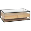 Image de Atmosphera - Table basse 2 tiroirs effet bois et verre ALDEA - Beige - ALDEA