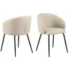 Image de Toilinux - Lot de 2 chaises en tissu avec accoudoirs SÖREN - Beige avec pieds noirs - SÖREN